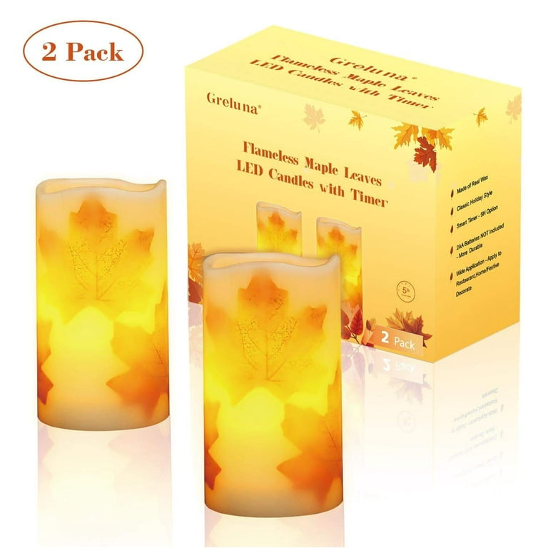 Flameless Fall Leaves Flameless Forever Gel Candle Glass Cube [639
