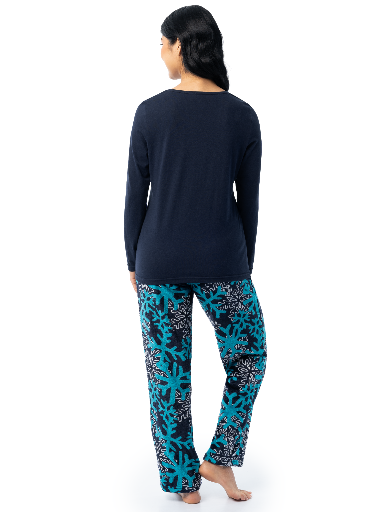 Fruit of the Loom Women's Beyond Soft Long Sleeve Top & Fleece Bottom Pajama Set, Sizes S-4X