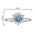 thumbnail image 3 of Sterling Silver with Blue Moissanite and White Topaz Flower Ring, 3 of 3