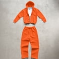 thumbnail image 4 of Resicozy Mens Activewear Two Piece Outfit Full Zip Hoodie with Long Pants Tracksuits Orange 3XL, 4 of 5