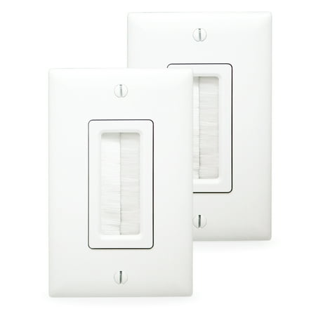 Legrand - In-Wall Low-Voltage Cable Access Plate with Bracket, Pair - White