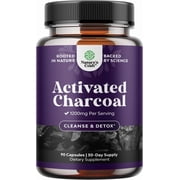 Natures Craft Activated Charcoal Pills Detox & Cleanse - Purifying Coconut Capsules with 1200 mg Per Serving for Bloating Relief - Active Detox Supplement for Body & Gut Health - 90 Count