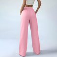 thumbnail image 6 of Women's Solid Cotton Linen Pants, High Waisted Wide Leg Trousers with Button Detail and Split Hem, Casual Summer Pants with Pockets, 6 of 6