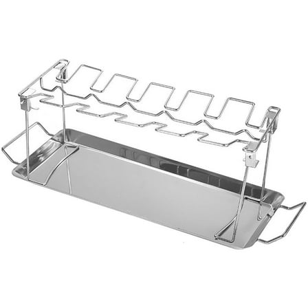 Rvaymup Efficient Stainless Steel Ribs Rack BBQ Ribs Cooking Stand Holders Smoker Oven Grills