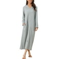 thumbnail image 1 of INSPIRE CHIC Bata de Noche con Cremallera para Mujeres, Bata Larga de Casa, Sudadera con Capucha de Manga Larga, Ropa de Casa con Bolsillos, M Gris, 1 of 6