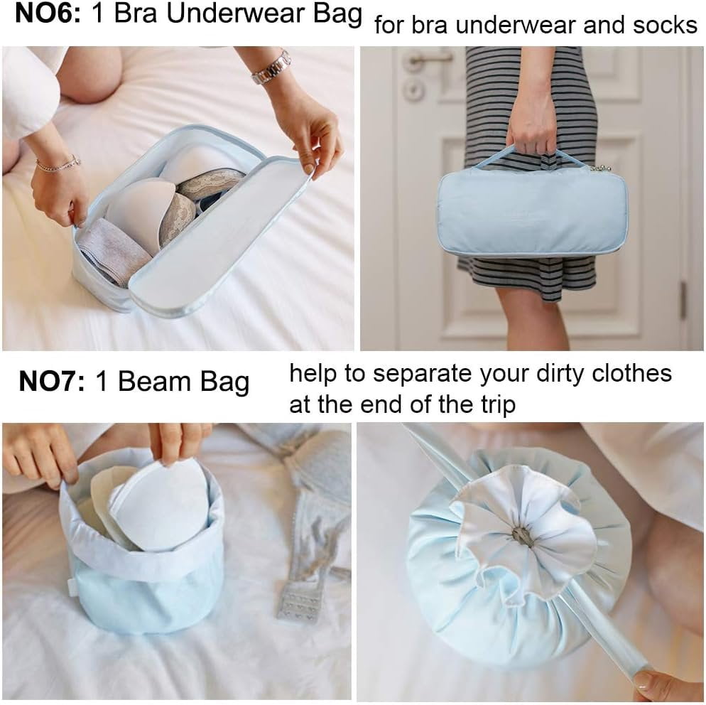 Travel Packing Cubes 8 count Set, Luggage Packing Organizers with Shoe Bag and Toiletry Bag