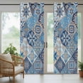 thumbnail image 5 of Outdoor Curtains for Patio Waterproof, Blue Boho Geometric Outdoor Privacy Panels Grommet, Ethnic Aztec Abstract Traditional Art Blackout Outside Curtains for Porch/Cabana 54"x95", 1 Panel, 5 of 8