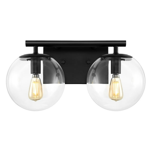 SAFAVIEH Severa 2-Light LED Black Metal Wall Sconce with Clear Shade