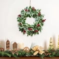 thumbnail image 1 of Adornos navideños de plástico con forma de anillo, anillo artificial para puerta, decoración colgante con hojas navideñas, bayas rojas y corona, decoración de Halloween, decoración de otoño, decoració, 1 of 6