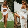 thumbnail image 2 of Aunavey Women's Flowy Long Lace Kimono Cardigan Boho Style Beachwear Open Cover Ups, 2 of 7