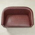 thumbnail image 2 of 50" Faux Leather Small Barrel Love Seat Settee, Diamond Tufted Back Compact Loveseat Sofa with Nailhead Trim, Modern 2-Seater Couch with Solid Wood Legs for Small Spaces, Apartments, Red, 2 of 16