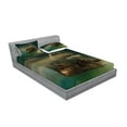 thumbnail image 2 of Ambesonne Ocean Fitted Sheet & Pillow Sham Set, Old Ship on Calm Waters, Full, Green Brown Dark Blue, 2 of 2