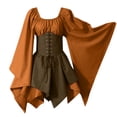 thumbnail image 3 of DuoJiaJ Performance Médiévale pour Femmes Robe Chemise Irlandaise à Manches Trompette avec Corset Robe Traditionnelle Fête et Party Femmes m Cosplay Gothique Rétro Robe Corset à Manches Longues, 3 of 3