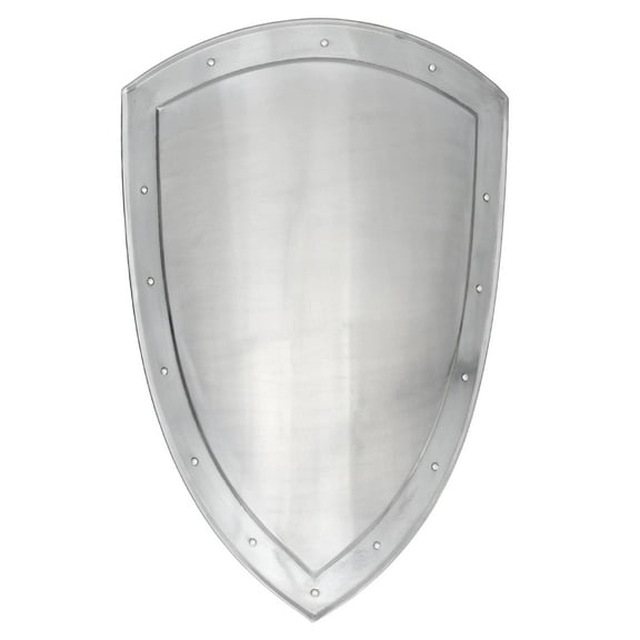 Armory Replicas 14th Century Medieval Heater Shield – Solid 18G Steel Silver Historical Replica