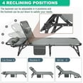 thumbnail image 2 of Camping Cot, Adjustable 4-Position Adults Reclining folding Chaise with Pillow, Outdoor portable Lounge Chair Sleeping Cots Bed, Perfect for Camping, Pool, Beach, Patio, 2 of 7