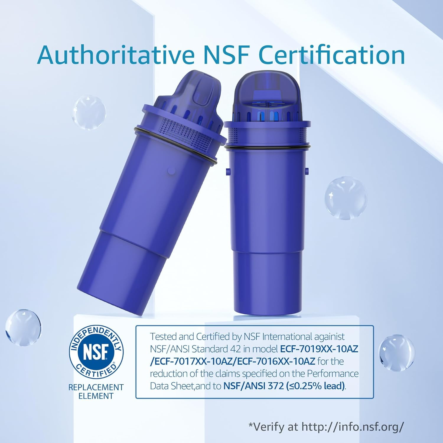 AQUA CREST NSF Certified Filter, Replacement for Pur® Plus Pitcher Water Filter, CRF950Z, PPF951K, PPF900Z, DS1811Z, PPT711, PPT111, CR-1100C and All Pur® Pitchers and Dispensers, 8 Packs