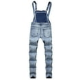 thumbnail image 5 of Men's Ripped Denim Bib Overalls Suspenders Casual Slim Fit Rompers Trousers Skinny Jumpsuit with Pockets, 5 of 5