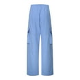 thumbnail image 2 of SonxaHe Big Girls Pants Elastic Waist Loose Jogger Cargo Pants with Pockets Kids Casual Active Sweatpants Blue,Sized 7-8, 2 of 7