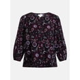 thumbnail image 6 of Scenario Women's and Women's Plus Blouse with 3/4-Length Puff Sleeves, Sizes XS-4X, 6 of 6