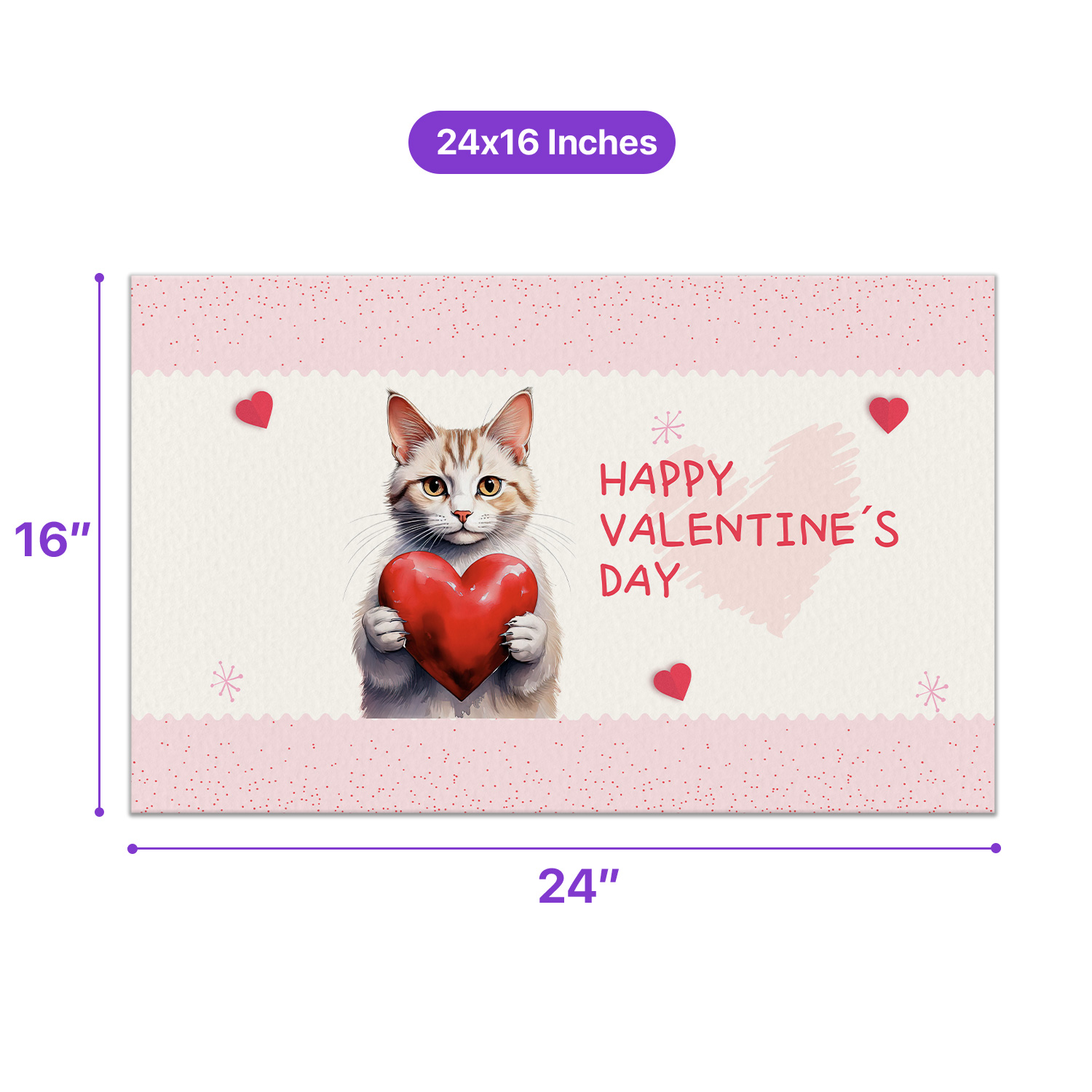 Happy Valentine's Day Manx Brings Love Heart Doormat Cat Lover