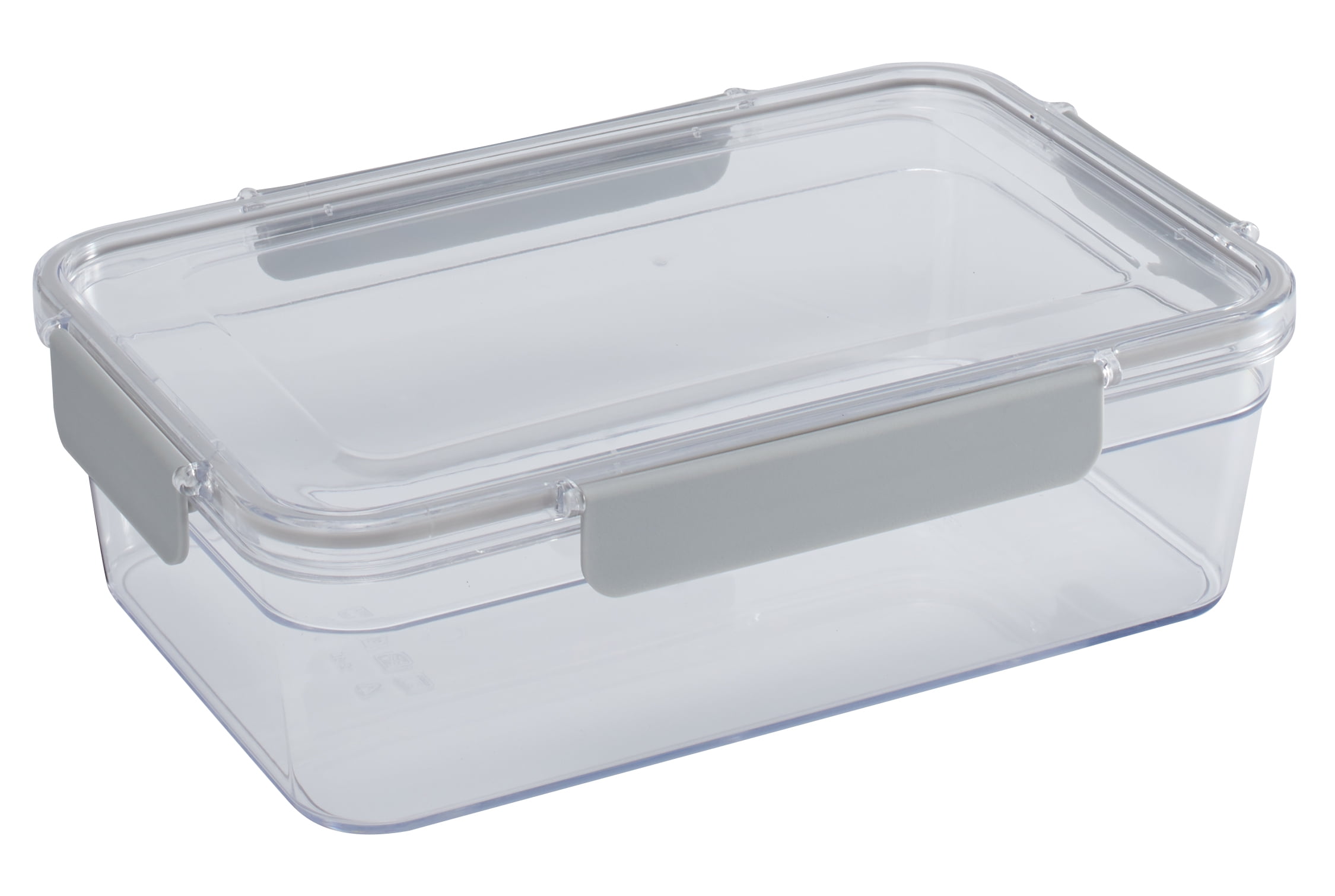 Mainstays Large Rectangular 2.8L Tritan Food Storage Container, Clear With Light Grey Lock
