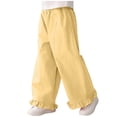 thumbnail image 7 of hengsof Girls Spring Summer Solid Elastic Waist Casual Pants Cute Ruffle Hem Cotton Loose Comfortable Long Pants for 2-14 Years Kids, 7 of 7