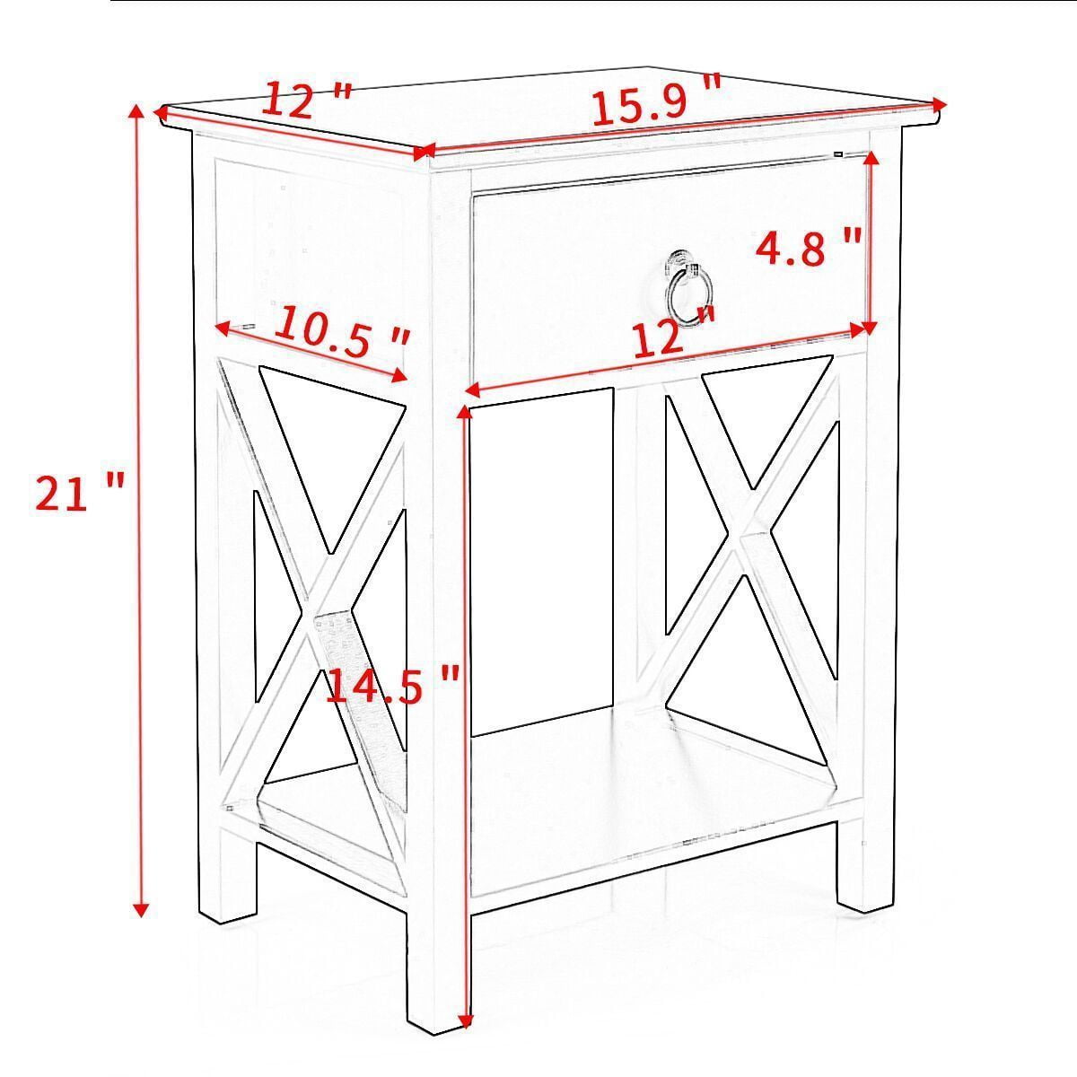 Hommoo End Table with Drawer (Set of 2), Brown Hommoo End Table with Drawer (Set of 2), Brown