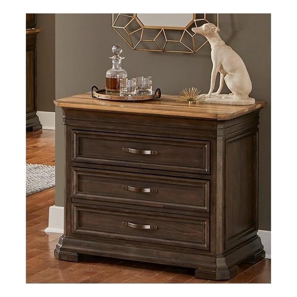 Bowery Hill Wood Brown Filing Cabinet Rectangular Solid Wood Plank Top 36"W x 3"H x 22"D Assembled