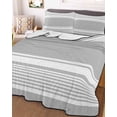 thumbnail image 3 of Quilts Full Size Bedding Set, Farmhouse Grey Lightweight Quilted Comforter, Farmhouse Gray Line Striped Soft Reversible Bedspread Coverlet with Pillow Covers for All Season, 78" x 90", 3 of 7