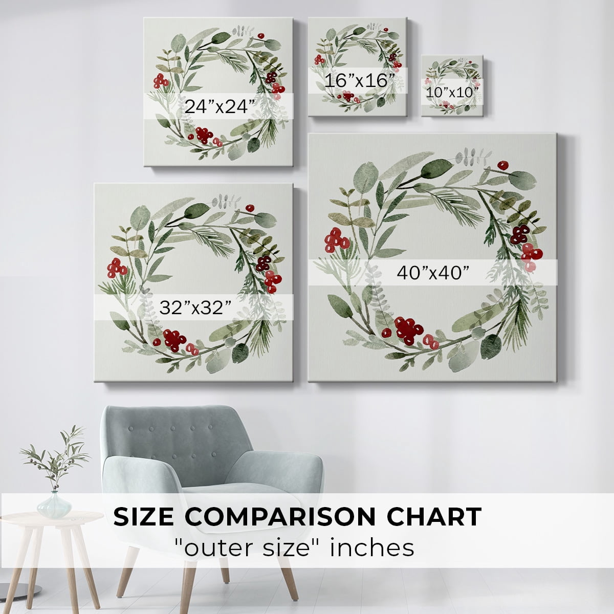 Holly Wreath II- Gallery Wrapped Canvas