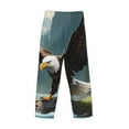 thumbnail image 3 of Vsdgher Forest River Bald Eagle Print Mens Pajama Pants Sleep & Lounge Pants, PJ Bottoms With elastic waistb and Pockets, 3 of 5