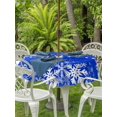 thumbnail image 2 of Outdoor Tablecloth with Umbrella Hole and Zipper, Merry Christmas Round Table Cloth 60 Inch Waterproof Tablecloth, Winter Snowflake Xmas Aesthetic Blue Picnic Table Cover for Patio Camping, 2 of 7