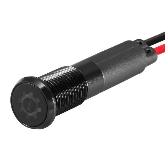 Signal Indicator Light, DC 12V 8mm Red LED Aluminum Shell with Symbol (Gearbox Failure) 2Pcs