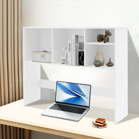 Office Desk Bookshelf Holder, Table Standing Desk Book Organizer White 37*9.5*28.7in