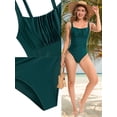 thumbnail image 3 of PPCHVOY Retro One Piece Swimsuit for Women Tummy Control Ruched Slimming Swimsuits with Adjustable Straps Vintage Front Push Up Halter Bathing Suit Modest Full Coverage Swimwear, 3 of 7