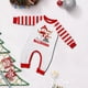 thumbnail image 5 of Conjunto de pijama de dos piezas con estampado de retazos de rayas rojas y blancas y traje familiar con muñeco de nieve y ciervo navideño, 5 of 5