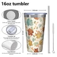 thumbnail image 4 of 16oz Tumblers Autumn Fall Leaves Pattern Stainless Steel Vacuum Insulated Double Wall Travel Tumbler Cups Mug with Lid and Straw,Cleaning Brush for Coffee,Tea, 4 of 4