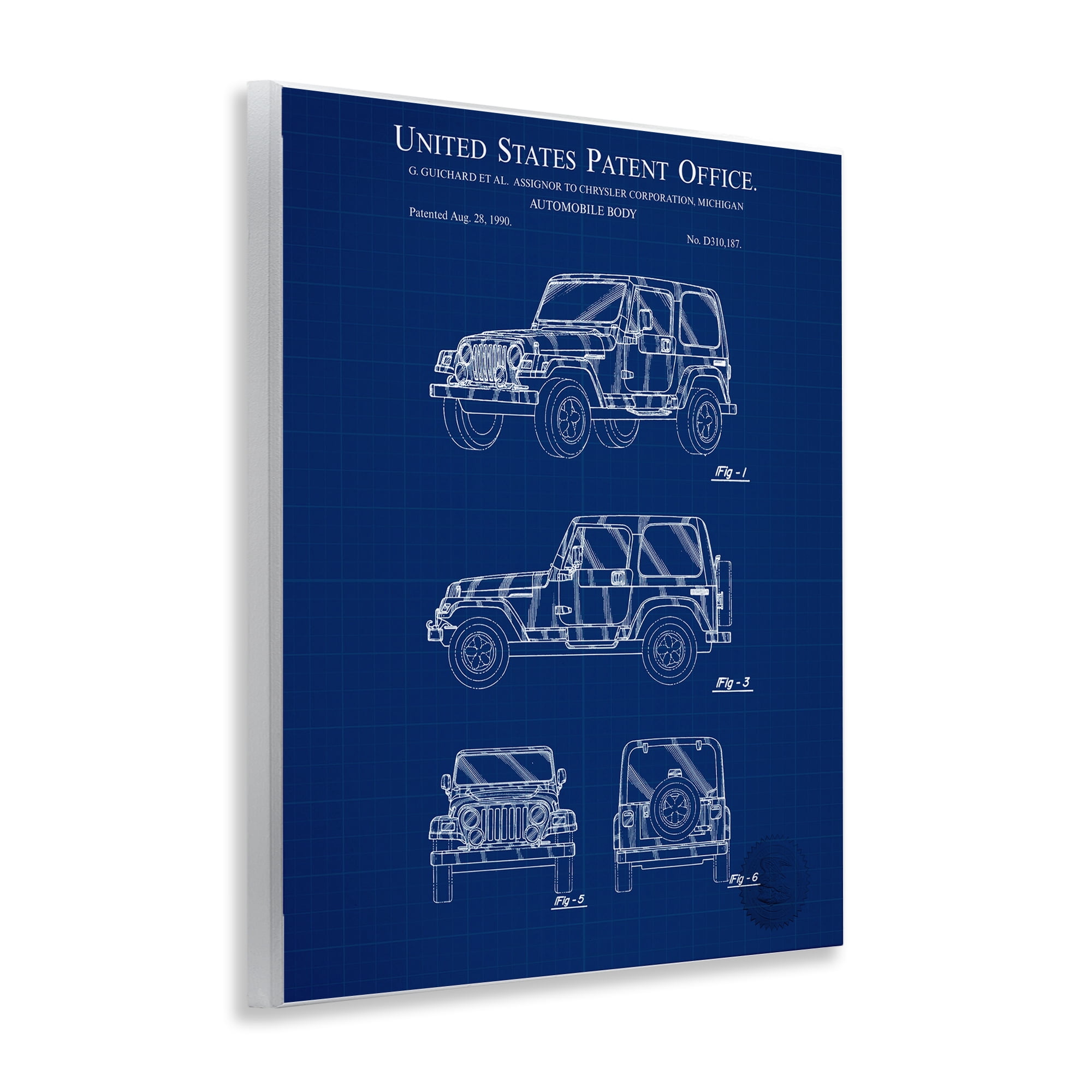 Stupell Industries Automobile Body Blueprint Transportation Painting Unframed Art Print Wall Art, 11 x 14