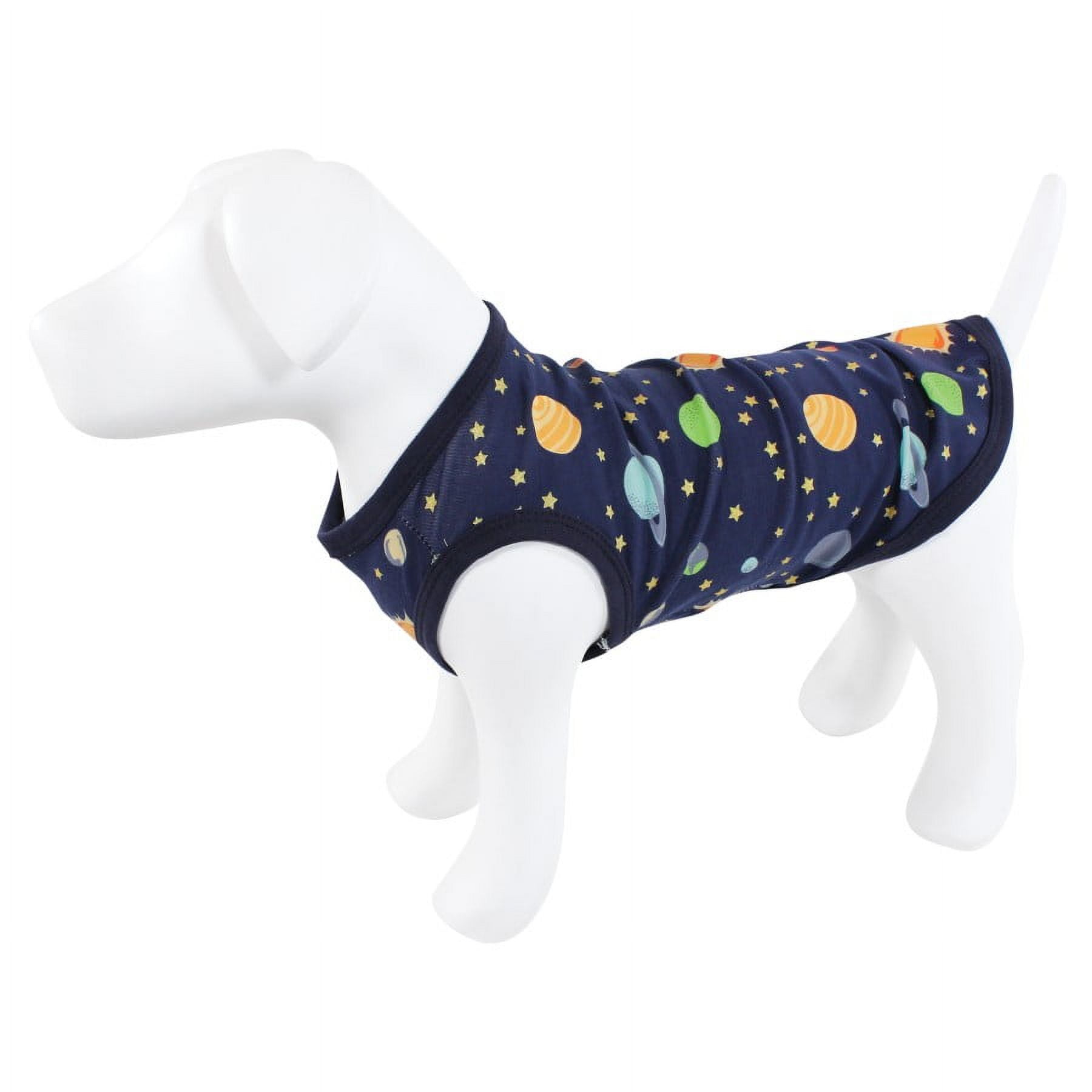 (2 pack) Luvable Friends Dog Pet Dog and Cats Cotton T-Shirts 2pk, Space Plaid, Large