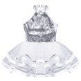 thumbnail image 4 of Aiihoo Kids Girls Dance Dress Sleeveless Sequins Dance Dress Ballet Tutu Jazz Latin Ballerina Dancewear White 4, 4 of 7