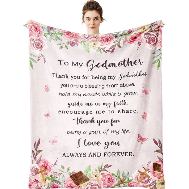 LHSHID Godmother Gifts Blanket Godmother Gifts from Godchild Throw Blankets Christian Gifts for Godmother Baptism Gifts for Godmother Ideas 40"x50"