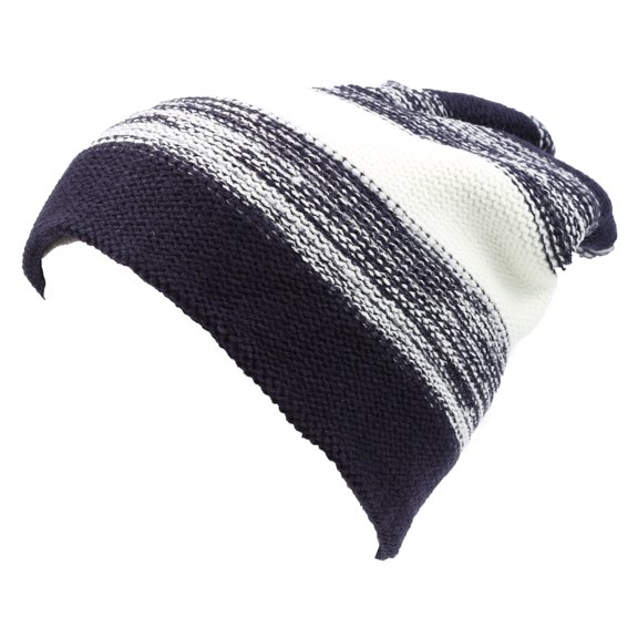 Sakkas Ciro Warm and Soft Everyday Casual Slouchy Beanie Mink Like Lining - YC16146-Navywhite - One Size Regular