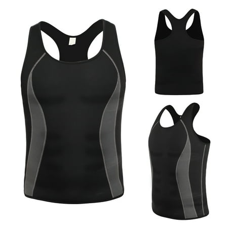 Sauna Slim Belt - SLIMEBLLE Men Fitness Vest- Male Breathable Hot Sauna Sweat Suits- Waist Trainer Slim Belt Workout Zipper Tank Top for Weight Lost