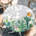 thumbnail image 3 of Watercolor Cactus Round Fitted Table Cover Hand Painted Flowers Retro Waterproof Table Cloth with Elastic Edge Wipeable Tablecloth for Picnic Camping Party Fits 45"-54" Diameter, 3 of 8