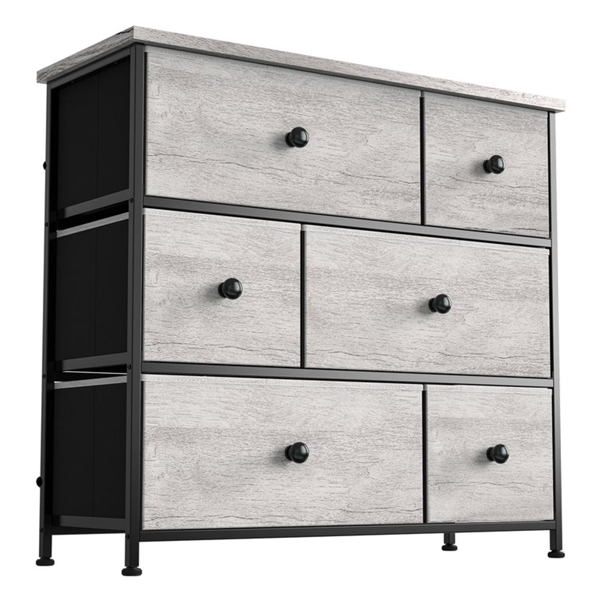REAHOME 6 Drawer Dresser Organization Unit with Steel Frame, Dark Taupe