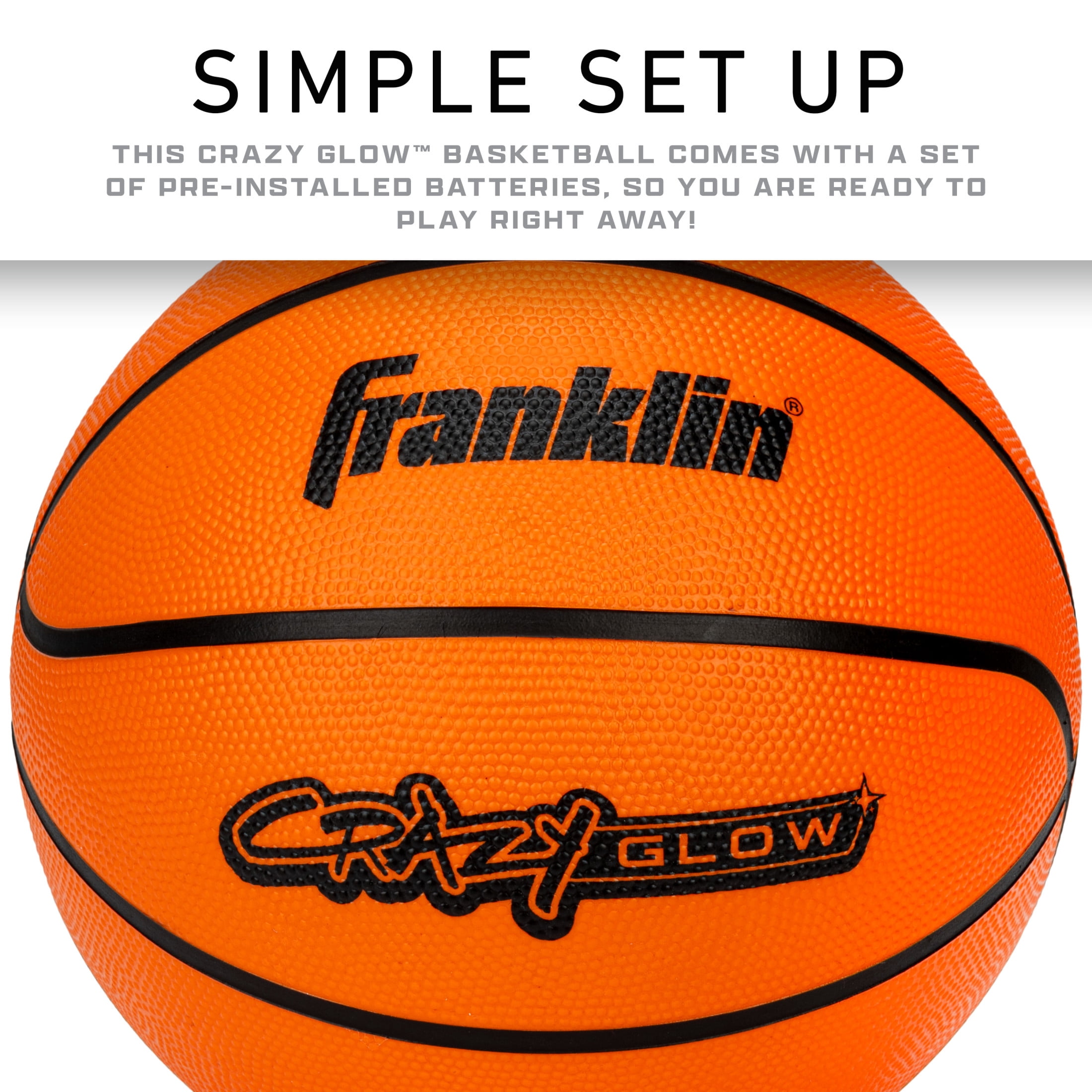 Franklin Sports Crazy Glow Light Up Basketball - Official Size 29.5"