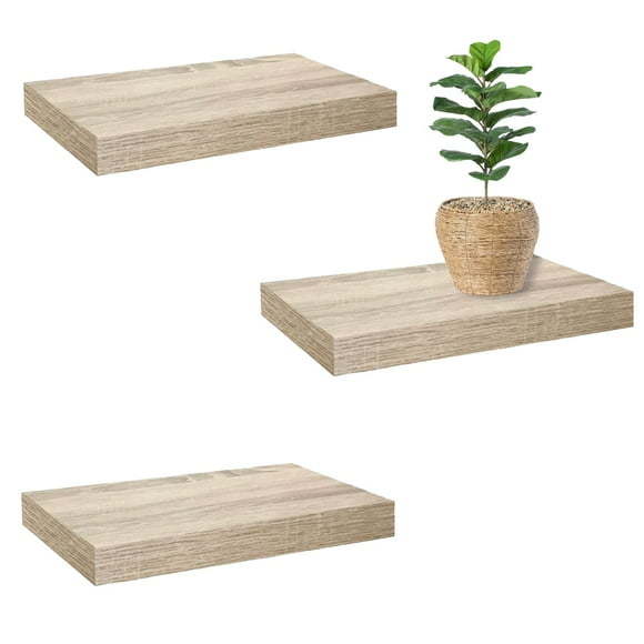 Jessar - Set of 3 Floating Wall Shelves, 15.75" x 9.25" x 1.5", Natural