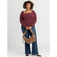 thumbnail image 5 of Jessica Simpson Women's and Women's Plus Aleera Ribbed Knit Top with Lace Trim, Sizes XS-4X, 5 of 6