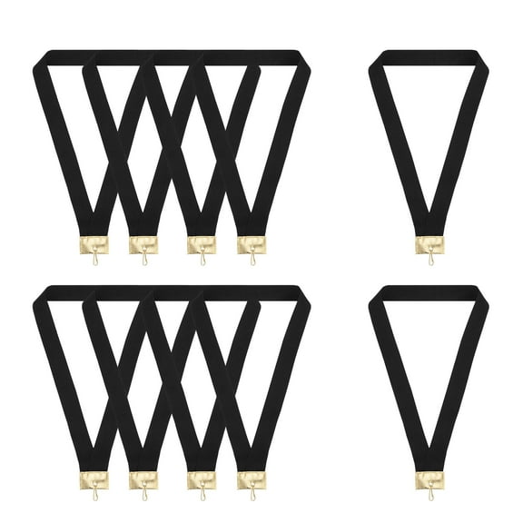 Uxcell 10 Pcs Leather Head Award Neck Ribbons with Snap Clips, Black