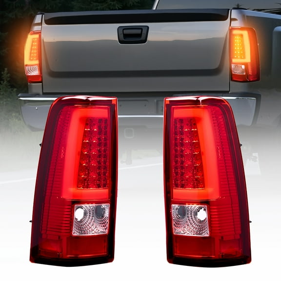 VEVOR Tail Light Assembly Compatible with 2003-2006 Chevy Silverado 1500 1500 HD 2500 2500 HD 3500, 2007-2007 Chevy Classic, 2PCS Driver & Passenger Side LED Taillight Brake Lamps with Bulbs, Red